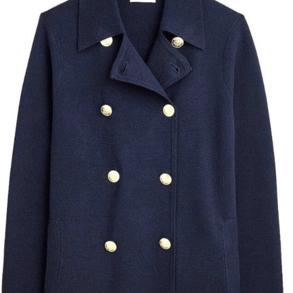J Crew Women’s Size Large Navy Blue Warwick Sweater Blazer